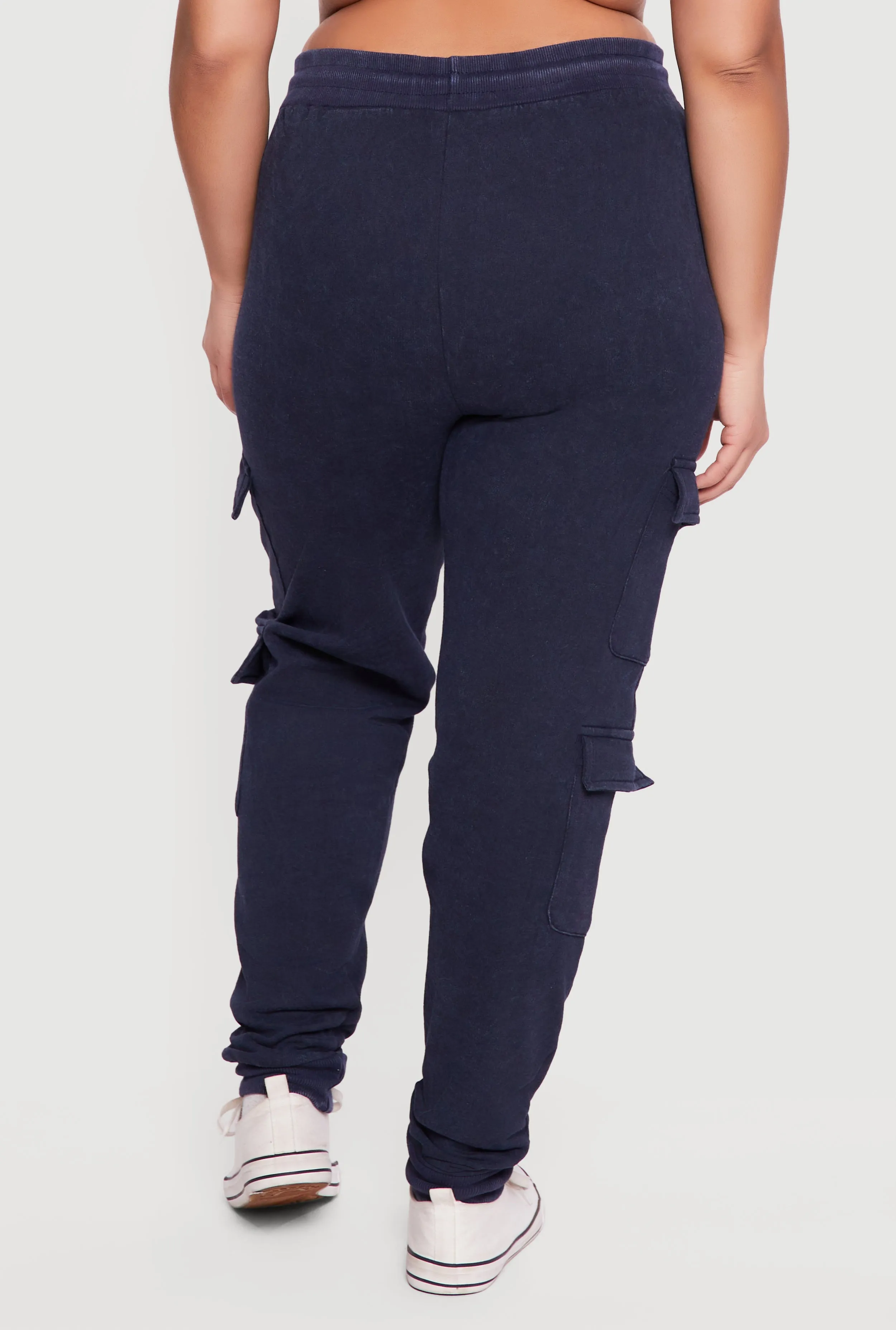 Plus Size Acid Wash Fleece Joggers with Cargo Pockets sold by Rainbow product image thumbnail 5