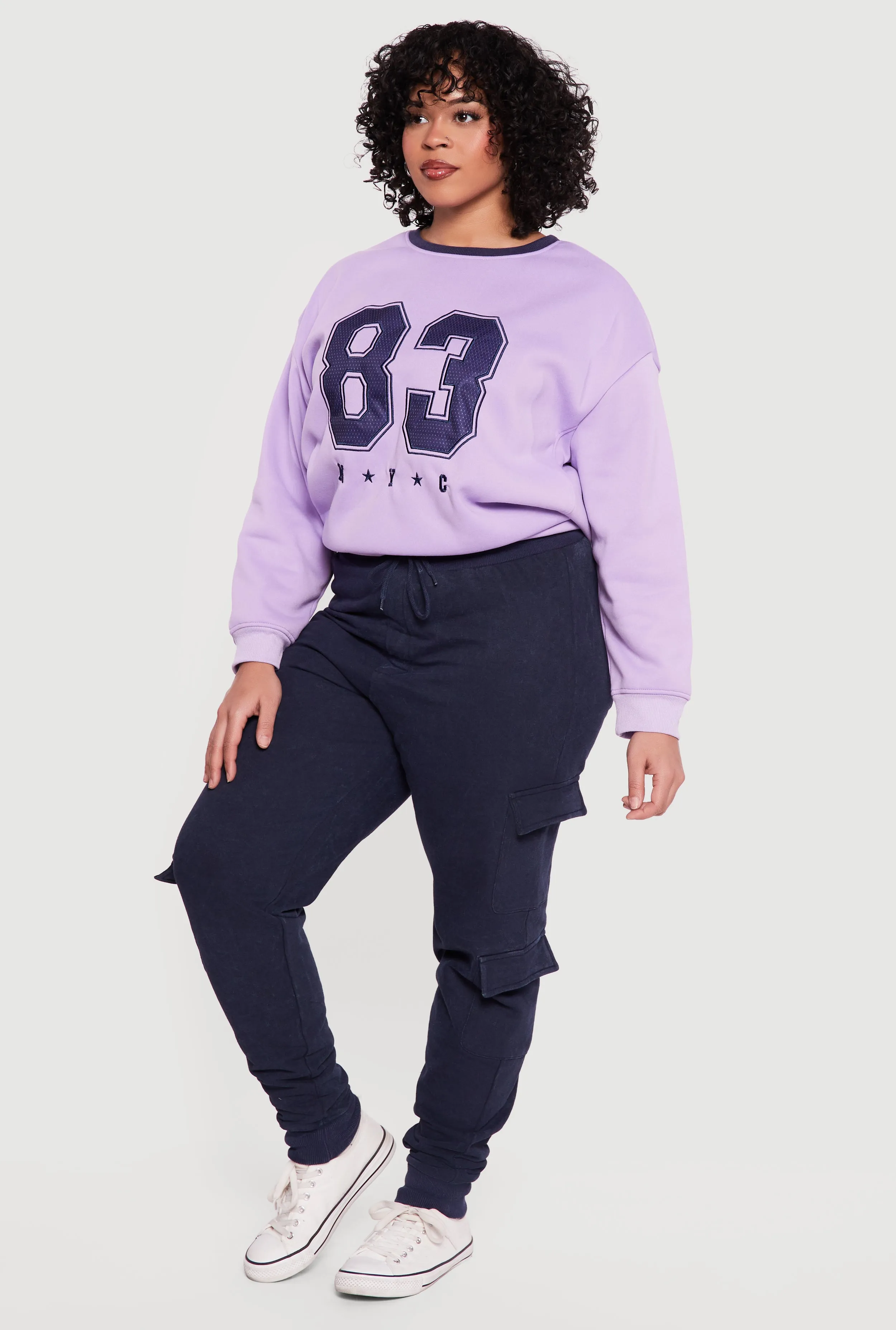 Plus Size Acid Wash Fleece Joggers with Cargo Pockets sold by Rainbow product image thumbnail 2