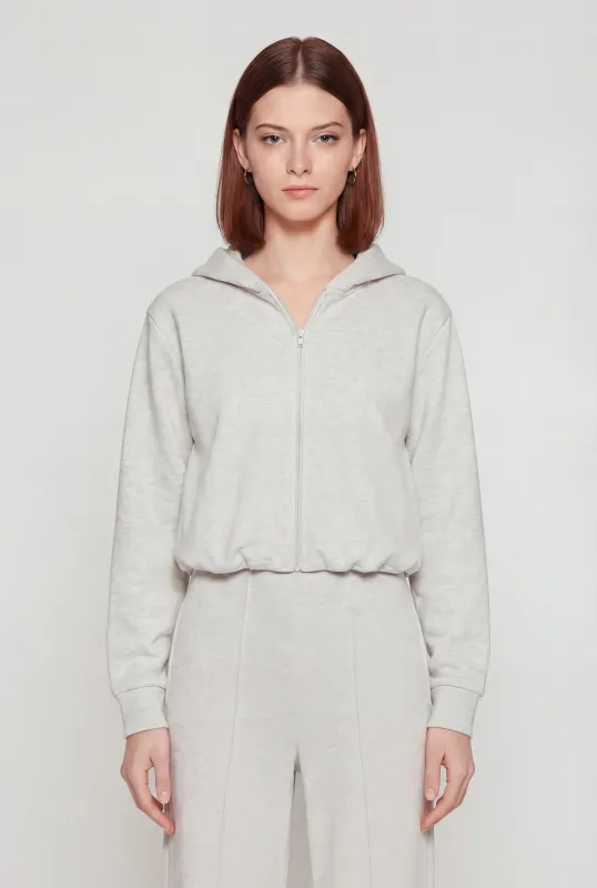 Zip Front Bubble Hem Hooded Sweatshirt sold by Rainbow