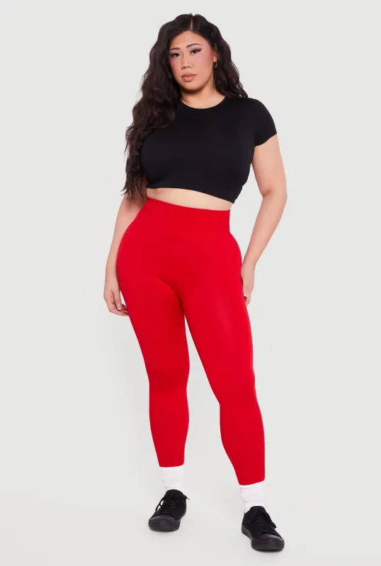 Plus Size Waffle Knit Waist Leggings sold by Rainbow