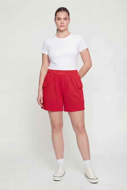 Plus Size High Waisted Fleece Cargo Shorts sold by Rainbow