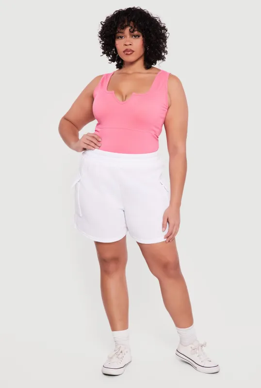 Plus Size High Waisted Fleece Cargo Shorts sold by Rainbow