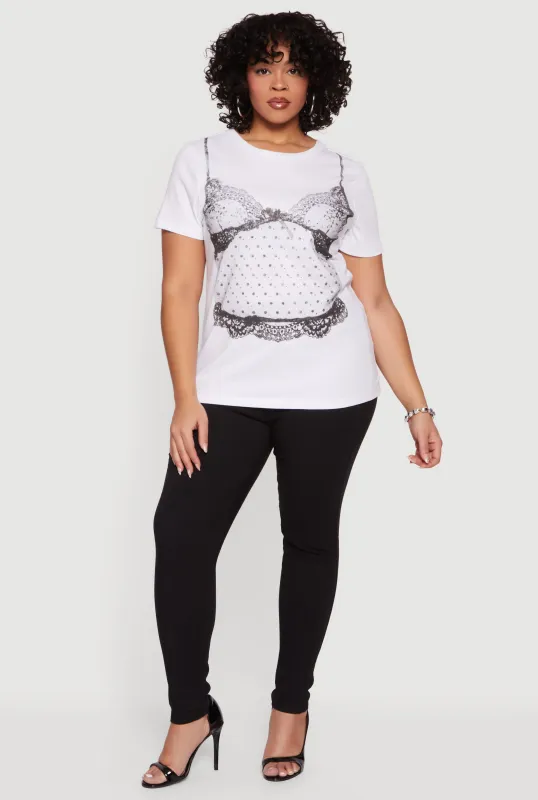 Plus Size Rhinestone Cami Graphic Tee made by Rainbow