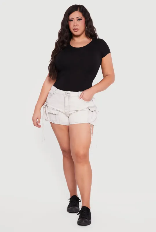 Plus Size VIP Denim Utility Shorts sold by Rainbow