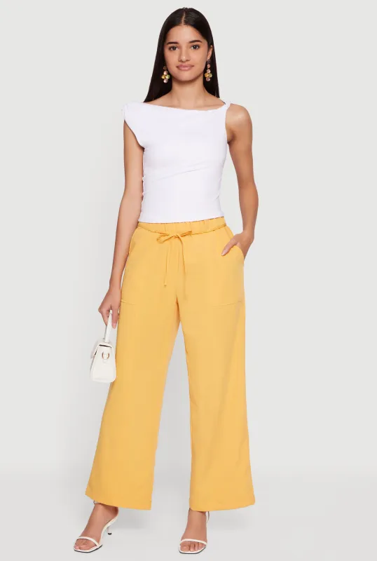 High Tie Waist Belted Wide Leg Casual Pants sold by Rainbow