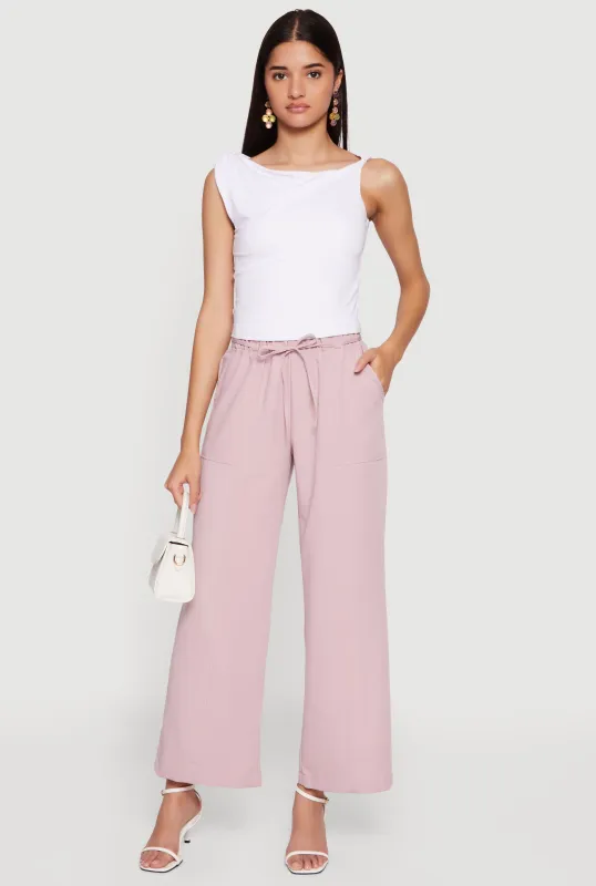 High Tie Waist Belted Wide Leg Casual Pants sold by Rainbow
