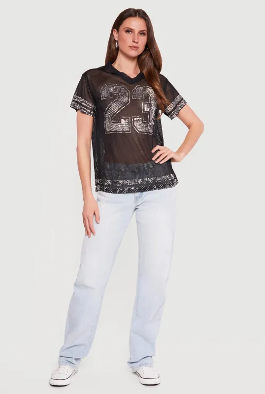 23 Rhinestone Studded Jersey sold by Rainbow