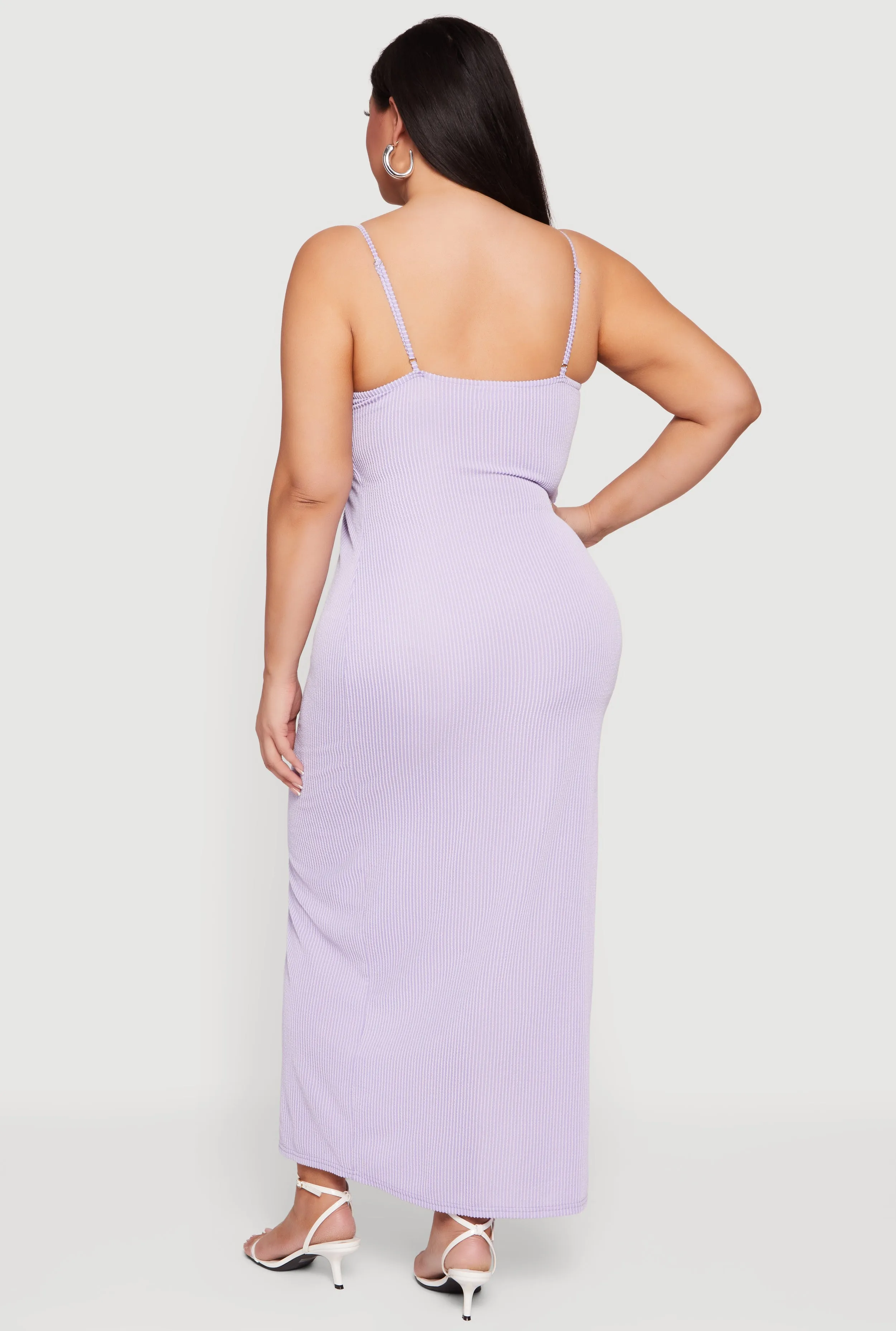 Plus Size Shelf Bra Ribbed Knit Side Slit Dress sold by Rainbow product image thumbnail 3