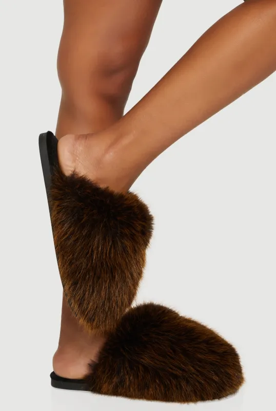 Cozy Faux Fur Closed Toe Slippers sold by Rainbow