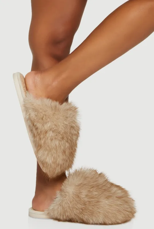 Cozy Faux Fur Closed Toe Slippers sold by Rainbow