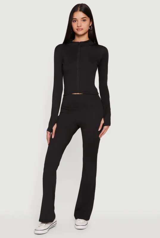 Solid High Waisted Flare Leg Yoga Pants sold by Rainbow