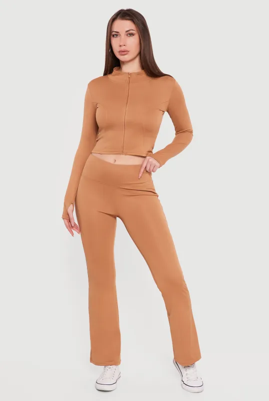 Solid High Waisted Flare Leg Yoga Pants sold by Rainbow