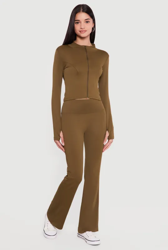 Solid High Waisted Flare Leg Yoga Pants sold by Rainbow