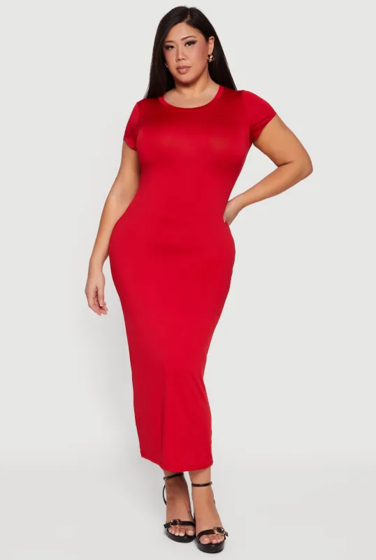 Plus Size Short Sleeve T Shirt Midi Dress sold by Rainbow