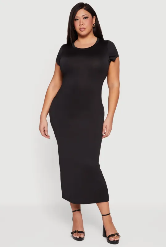Plus Size Short Sleeve T Shirt Midi Dress sold by Rainbow