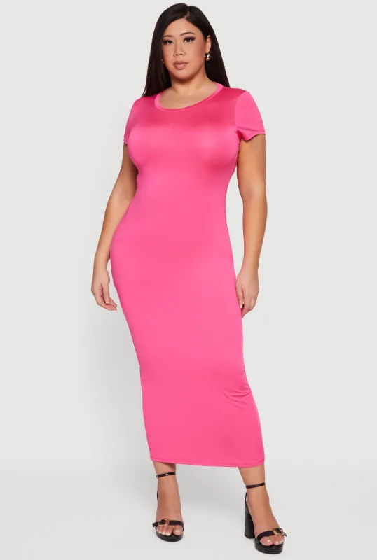 Plus Size Short Sleeve T Shirt Midi Dress sold by Rainbow