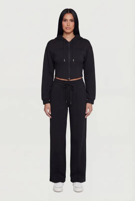 Scuba Corset Detail Cropped Zip Front Hoodie sold by Rainbow