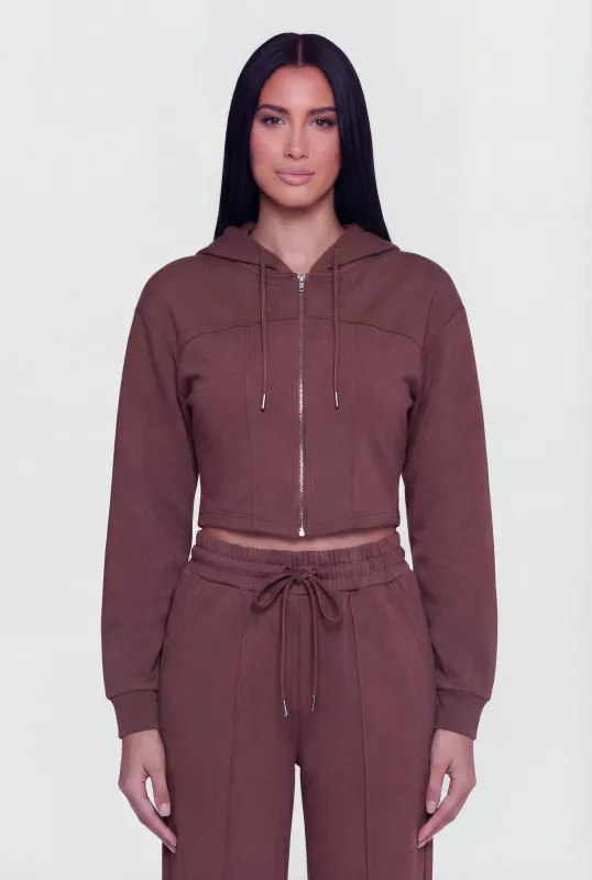 Scuba Corset Detail Cropped Zip Front Hoodie sold by Rainbow