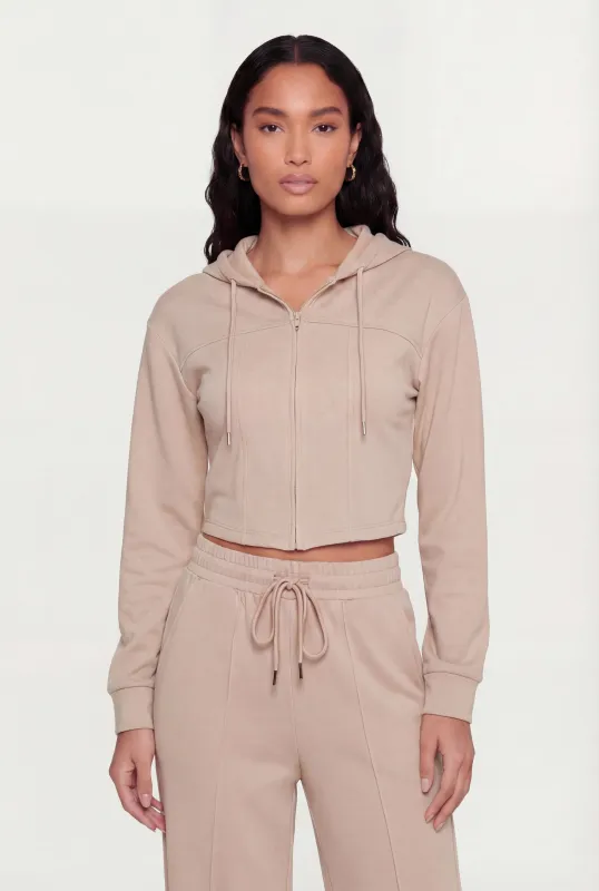 Scuba Corset Detail Cropped Zip Front Hoodie sold by Rainbow