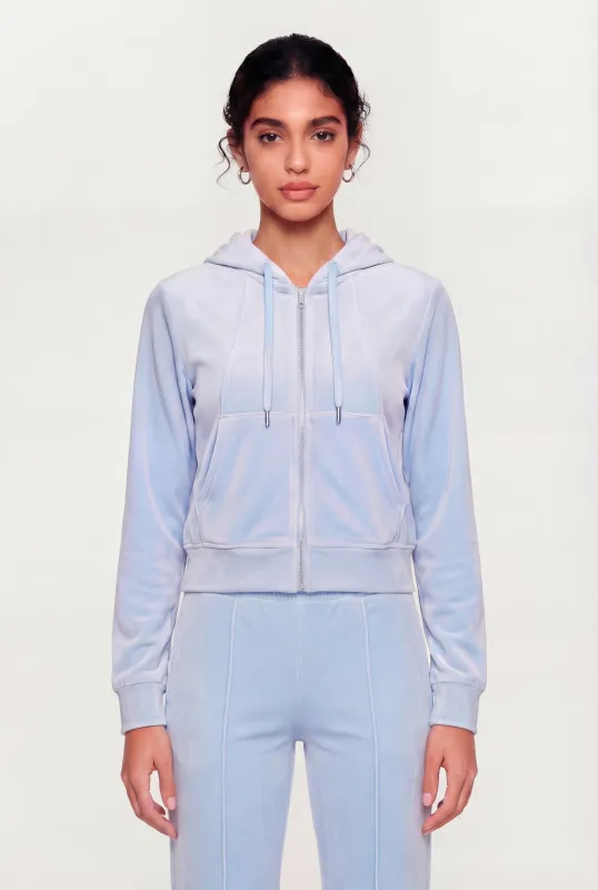 Solid Velour Zip Front Hoodie sold by Rainbow