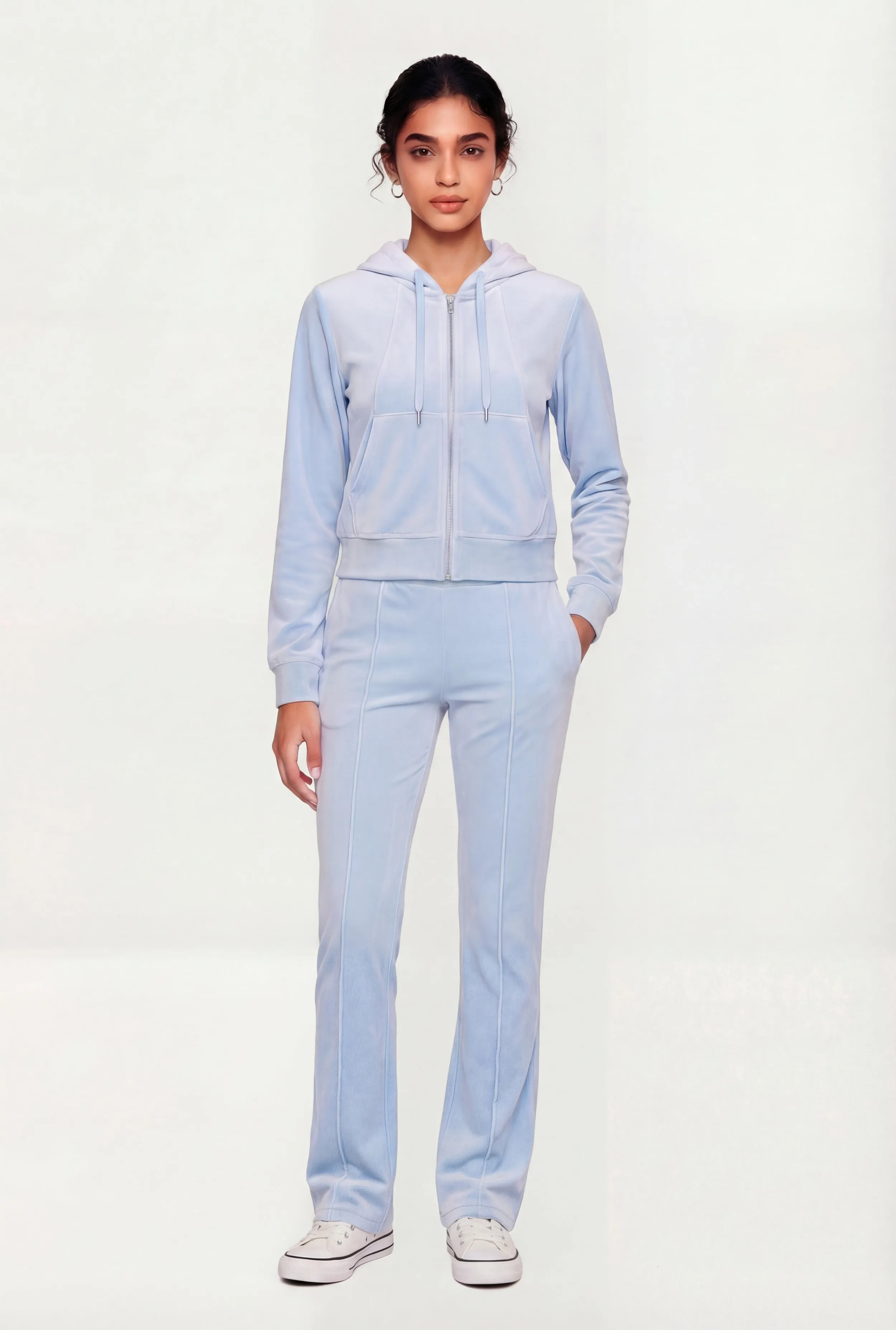 Velour Pintuck Flare Leg Pants sold by Rainbow