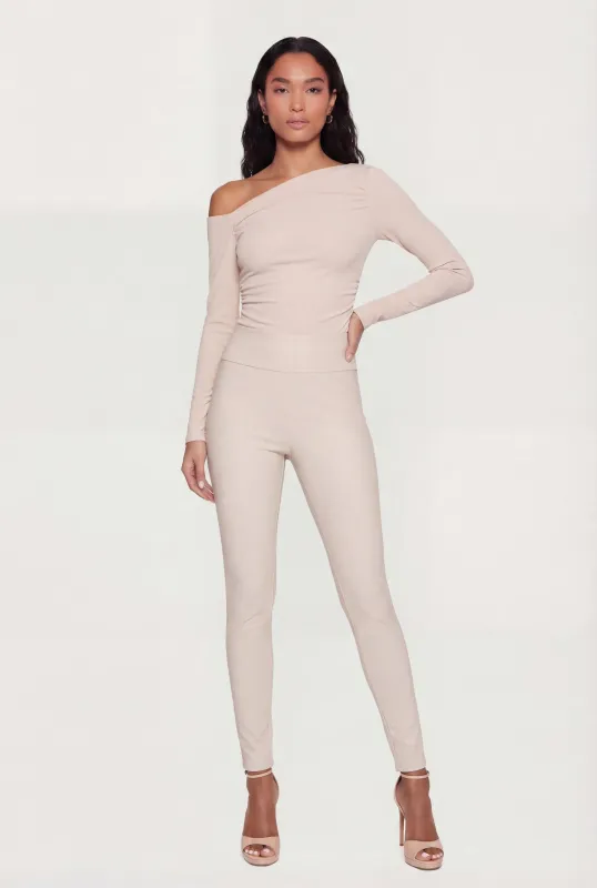 Faux Leather High Waisted Fleece Lined Leggings sold by Rainbow