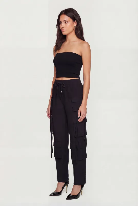 Trendy Drawstring Waist Cargo Pants sold by Rainbow