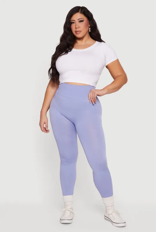 Plus Size Waffle Knit Waist Leggings sold by Rainbow