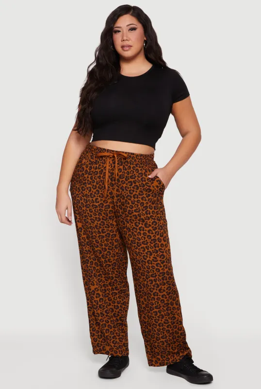 Plus Size High Waisted Printed Pattern Straight Leg Pants sold by Rainbow