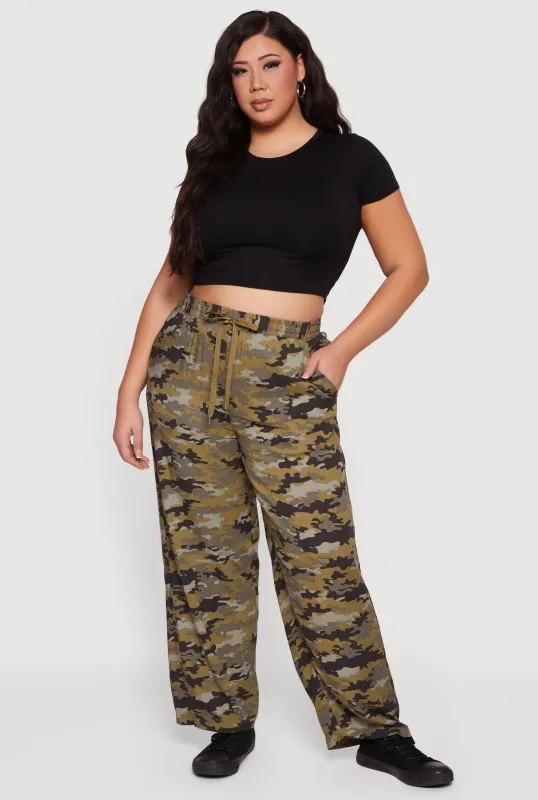 Plus Size High Waisted Printed Pattern Straight Leg Pants sold by Rainbow
