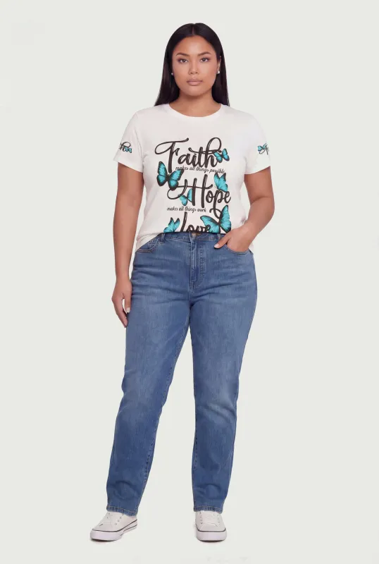 Plus Size Faith Hope Love Graphic Short Sleeve Tee sold by Rainbow