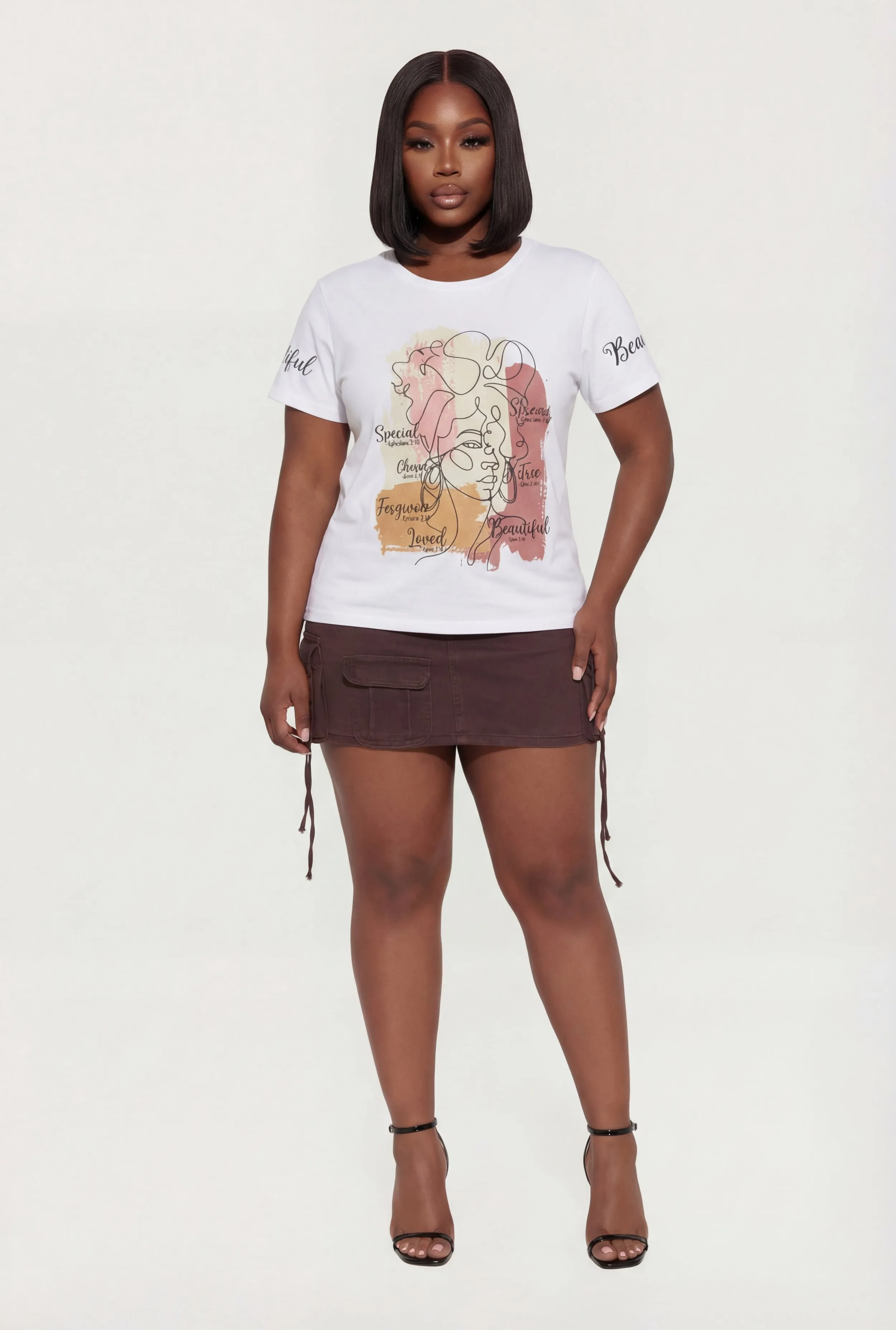 Plus Size Face Contour Graphic Tee sold by Rainbow