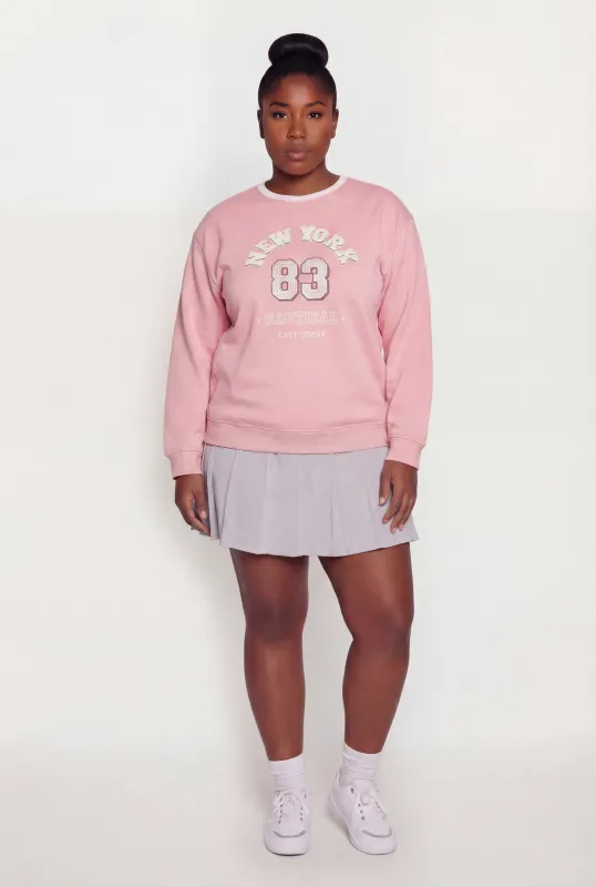 Plus Size New York 83 Nautical Embroidered Graphic Sweatshirt sold by Rainbow