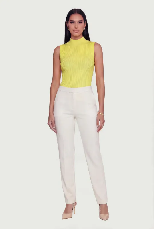 Ribbed Knit Sleeveless Mock Neck Top sold by Rainbow