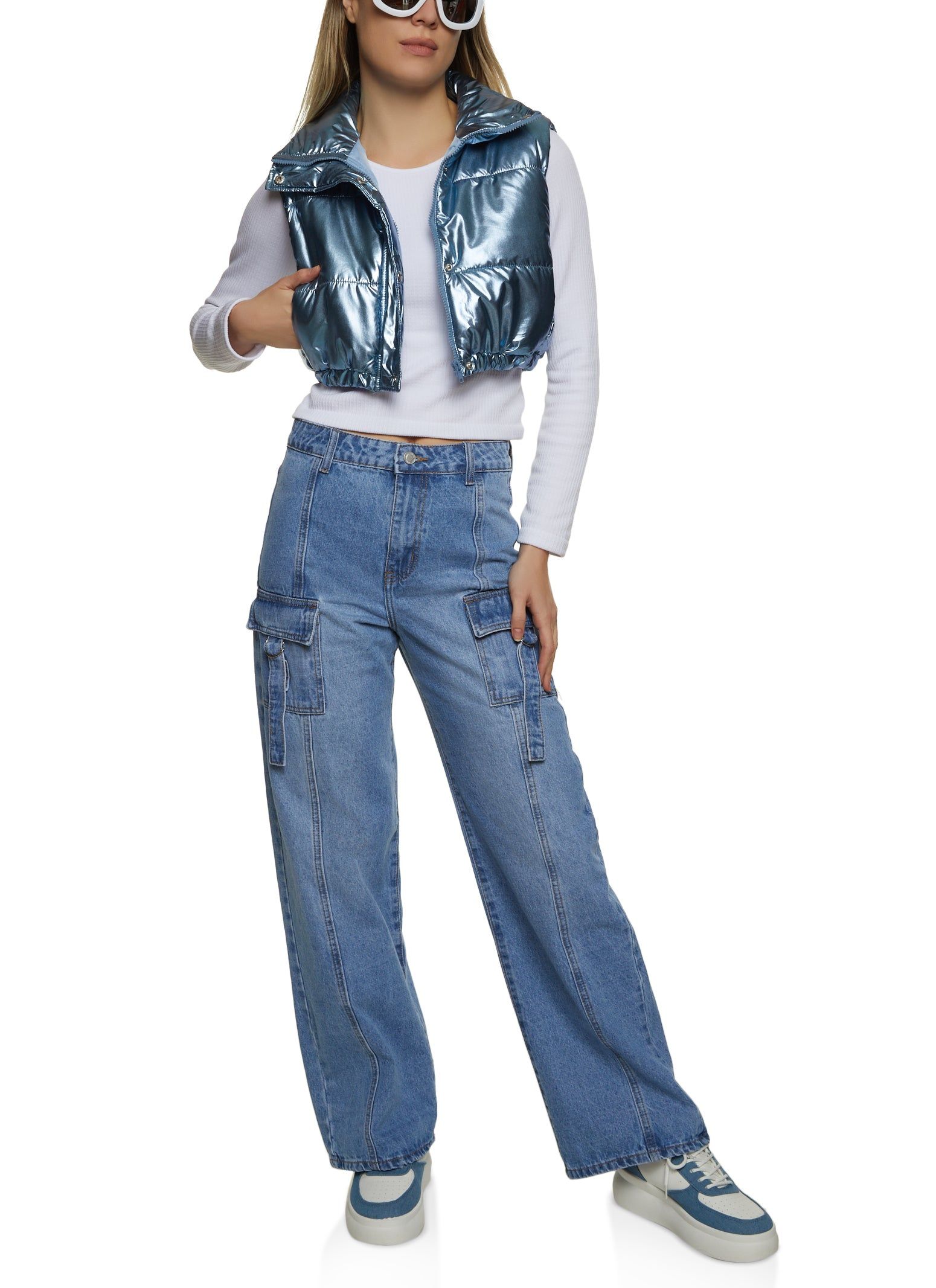 Metallic Cropped Puffer Vest sold by Rainbow product image thumbnail 2