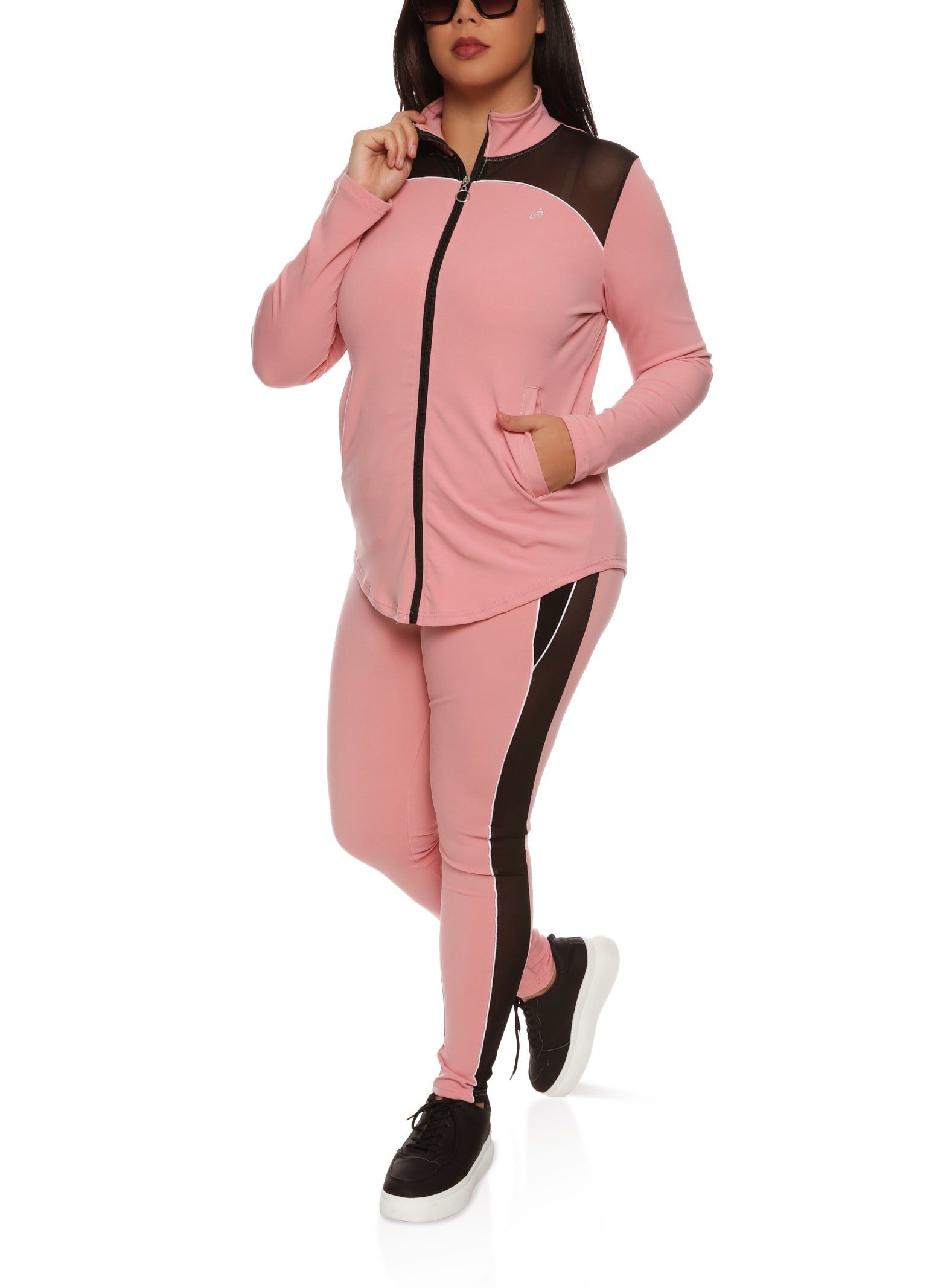 Plus Size Zip Front Mesh Detail Track Jacket sold by Rainbow product image thumbnail 2