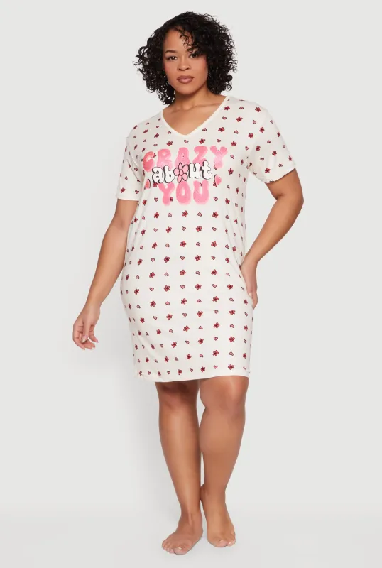 Plus Size Crazy About You Sleepshirt made by Rainbow