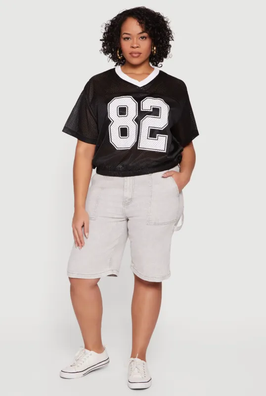 Plus Size Acid Wash Bermuda Shorts sold by Rainbow