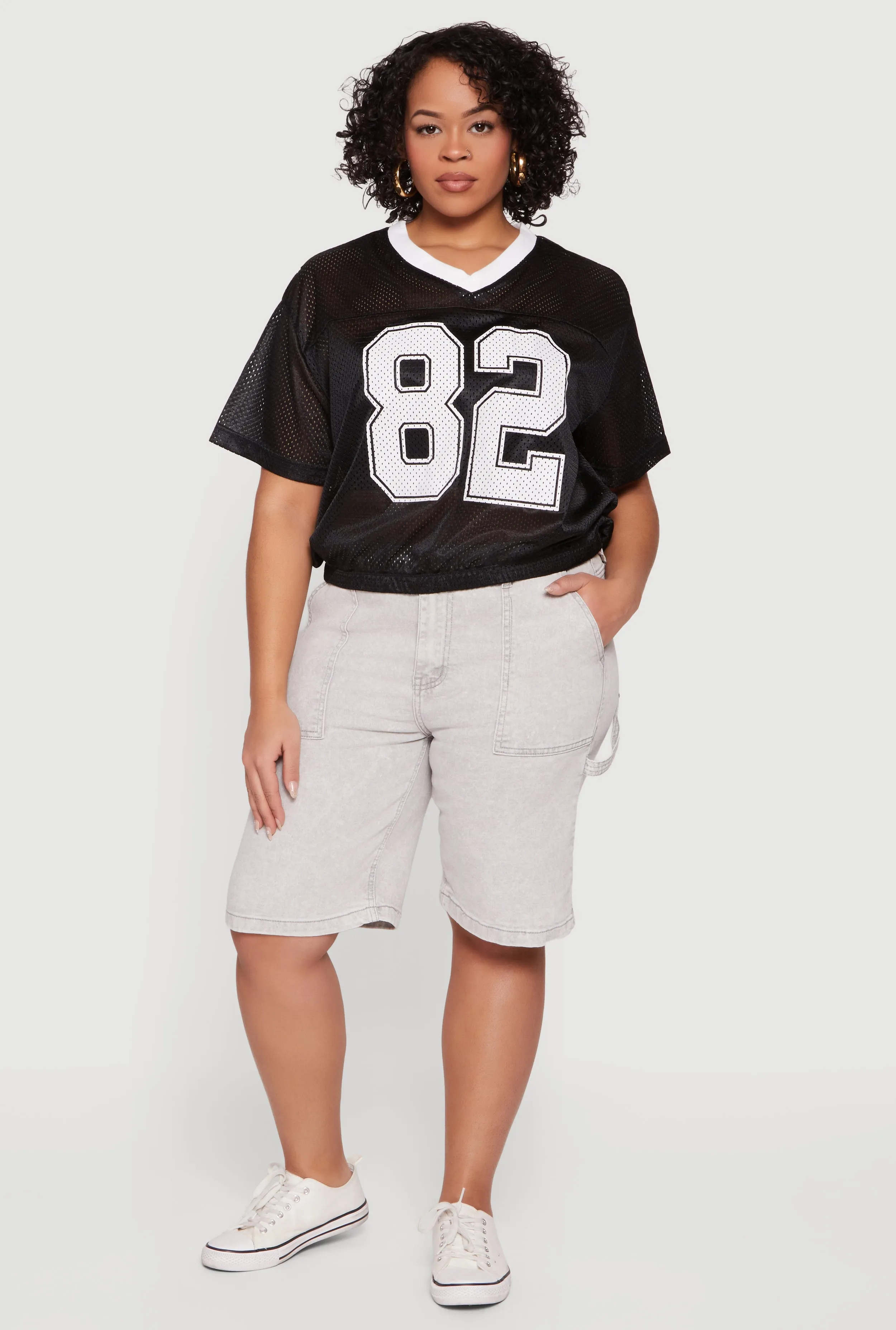 Plus Size Acid Wash Bermuda Shorts sold by Rainbow