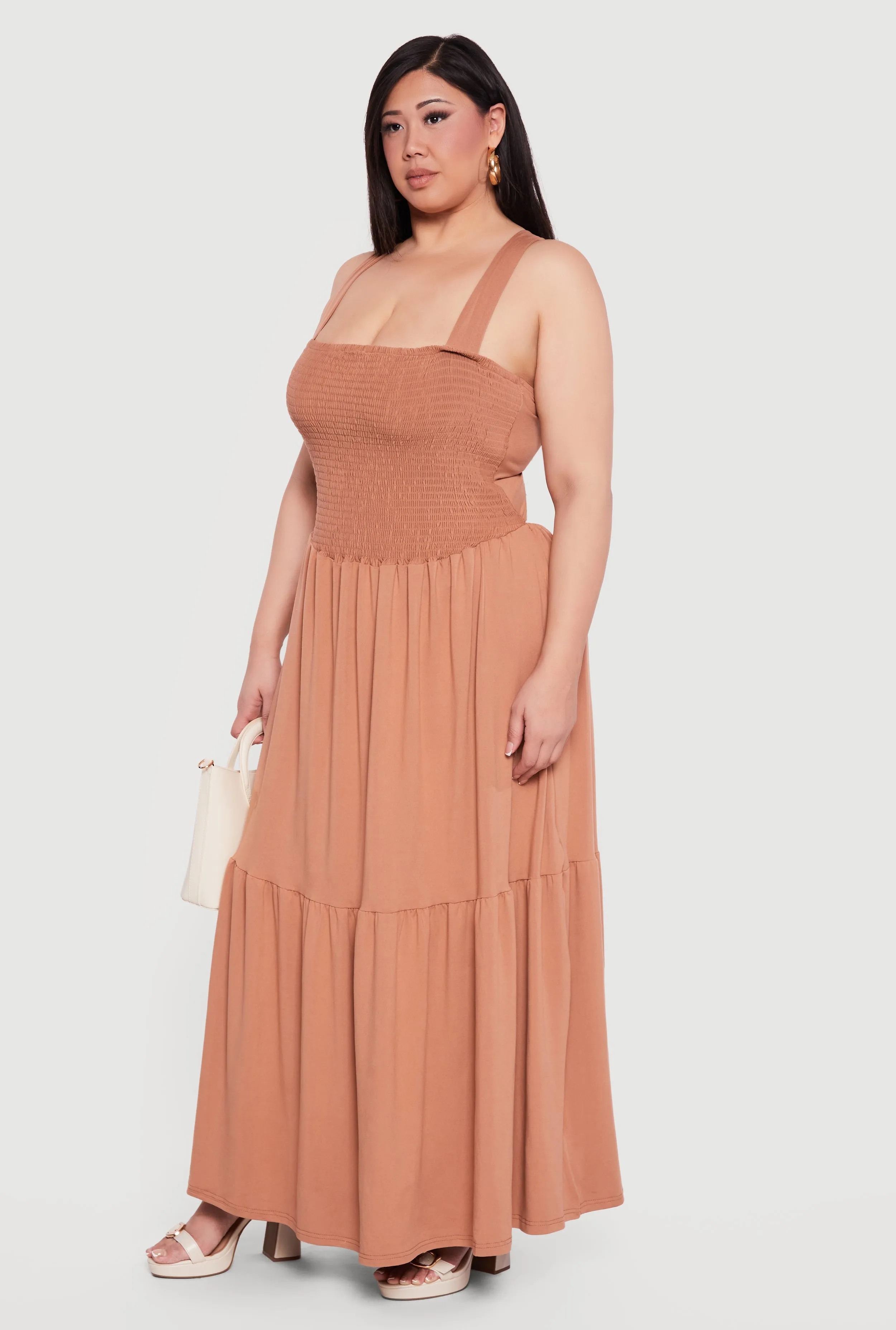 Plus Size Lace Up Back Tiered Maxi Dress sold by Rainbow product image thumbnail 2