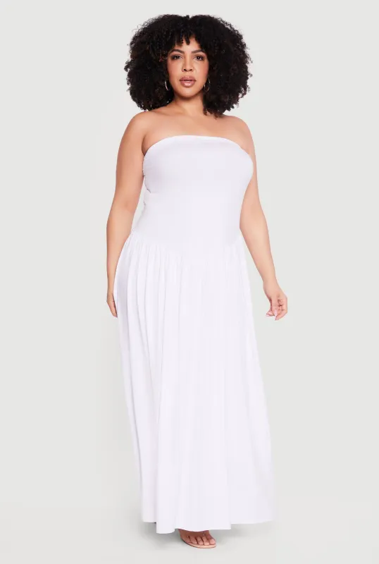 Plus Size Strapless Maxi Skater Dress sold by Rainbow