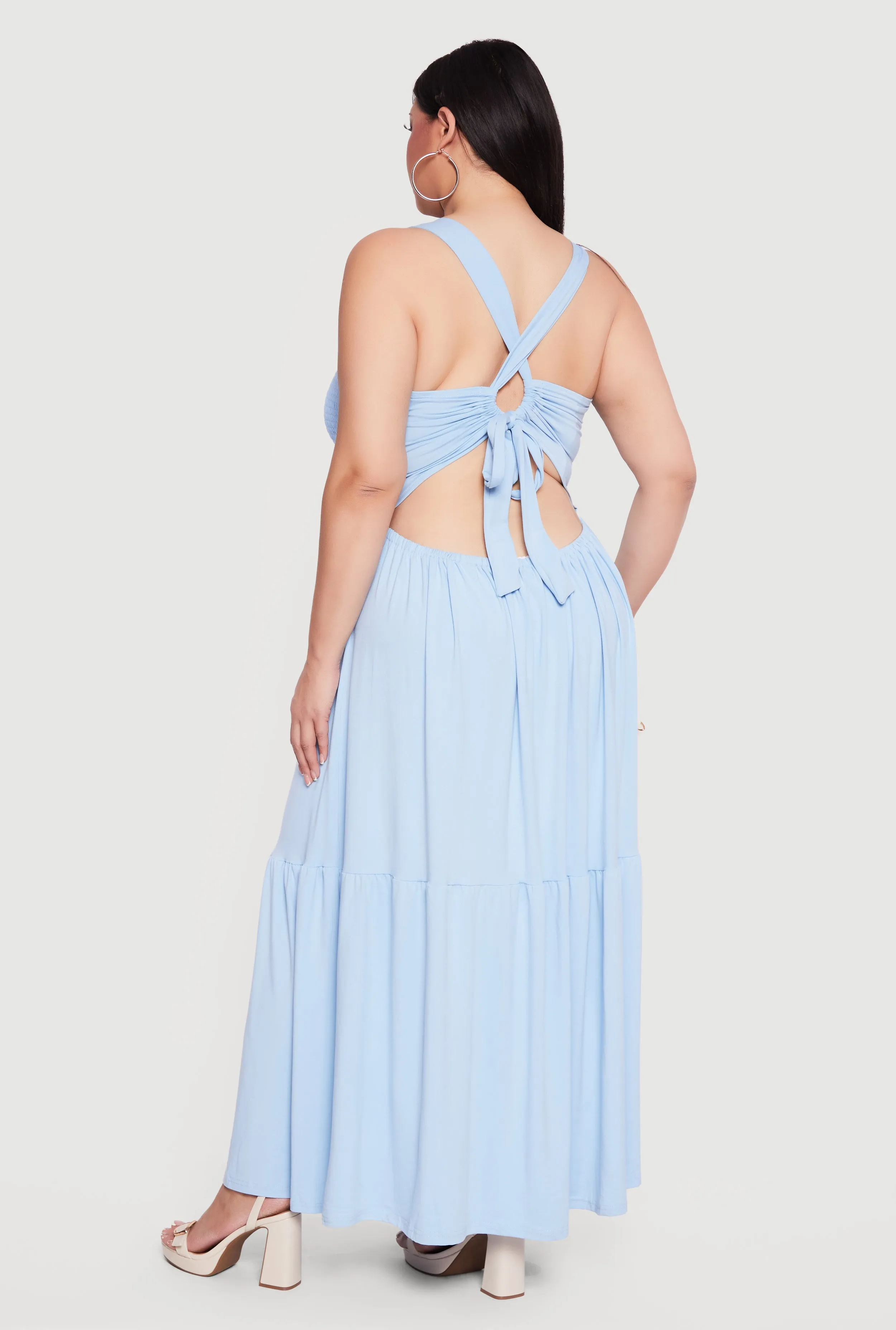 Plus Size Lace Up Back Tiered Maxi Dress sold by Rainbow product image thumbnail 3