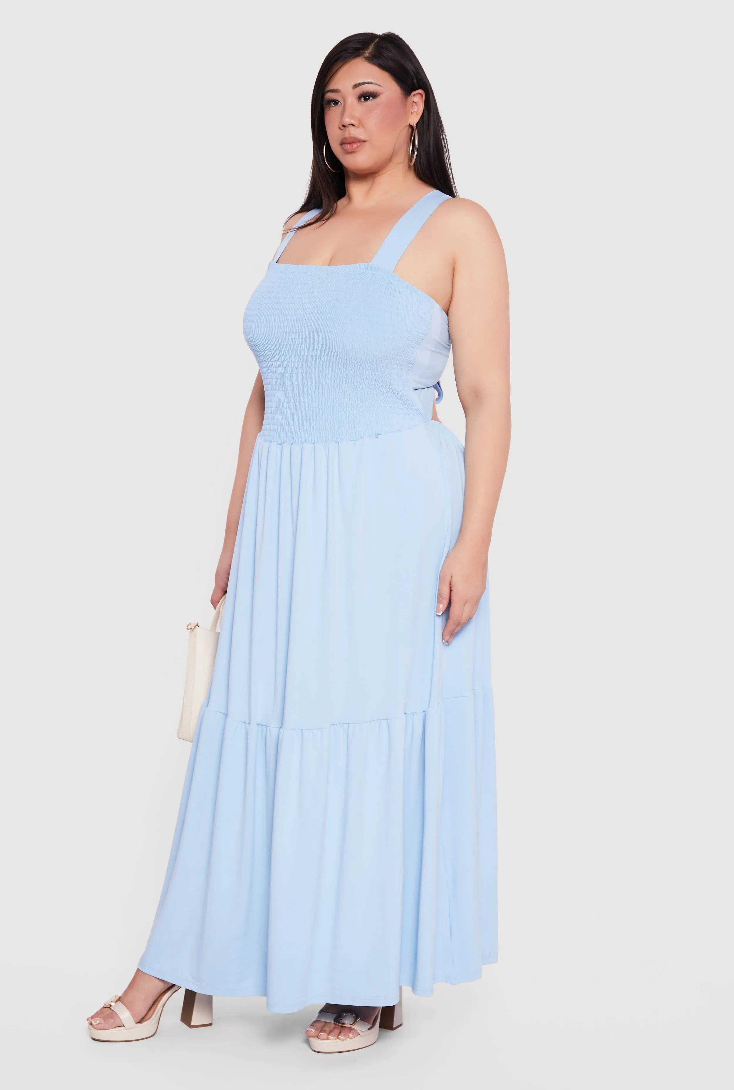Plus Size Lace Up Back Tiered Maxi Dress sold by Rainbow product image thumbnail 2