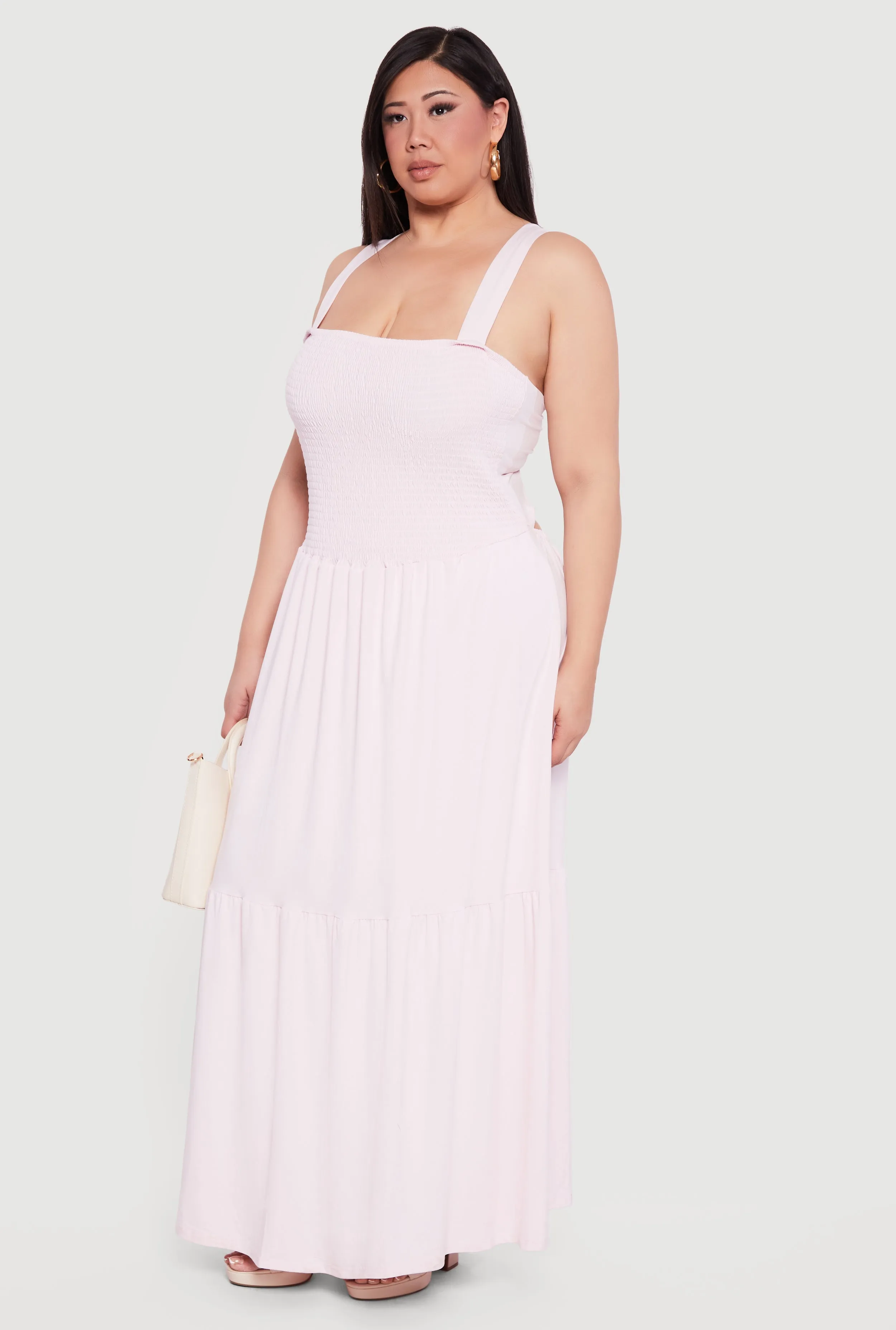 Plus Size Lace Up Back Tiered Maxi Dress sold by Rainbow product image thumbnail 2