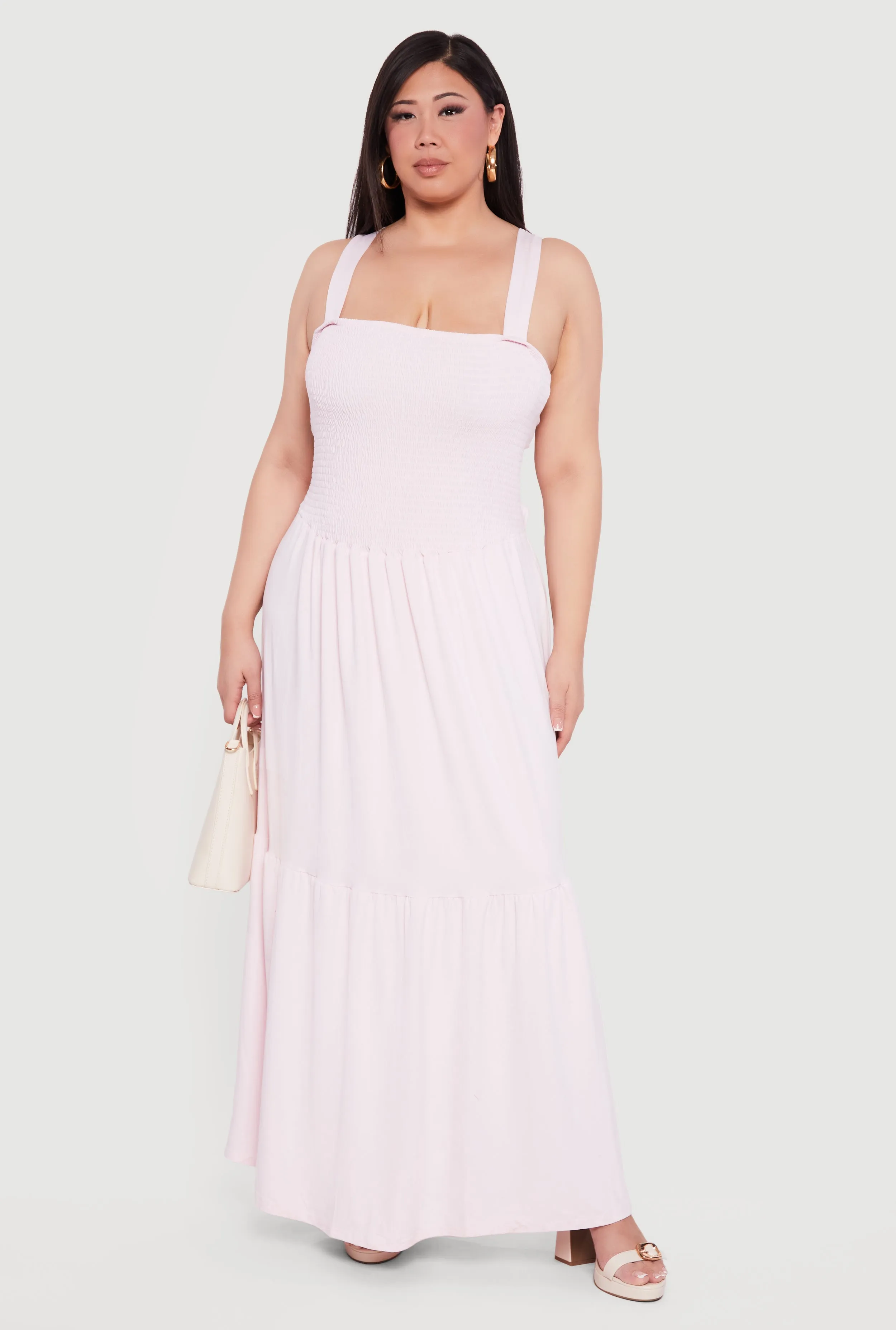 Plus Size Lace Up Back Tiered Maxi Dress sold by Rainbow product image thumbnail 4