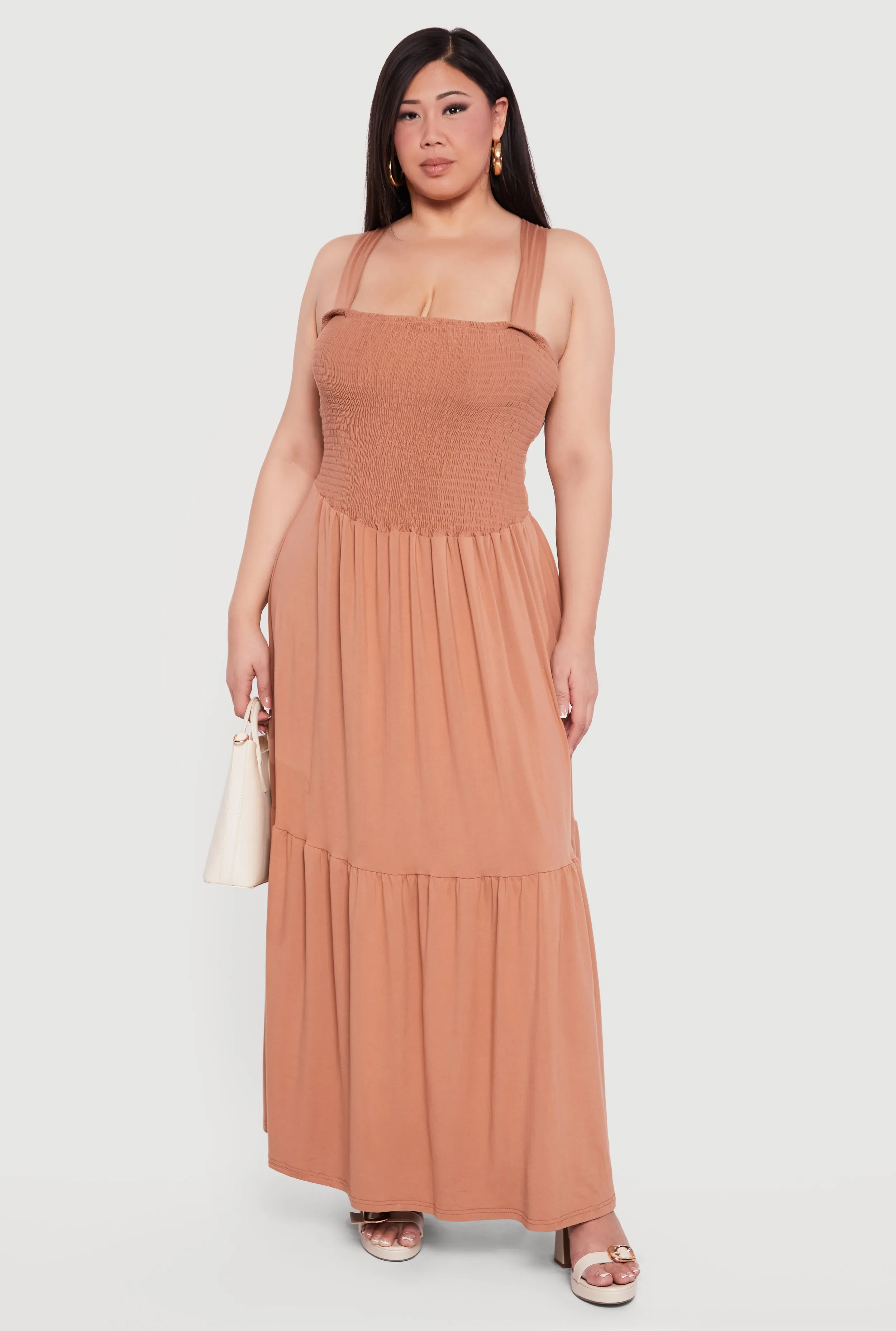 Plus Size Lace Up Back Tiered Maxi Dress sold by Rainbow product image thumbnail 3