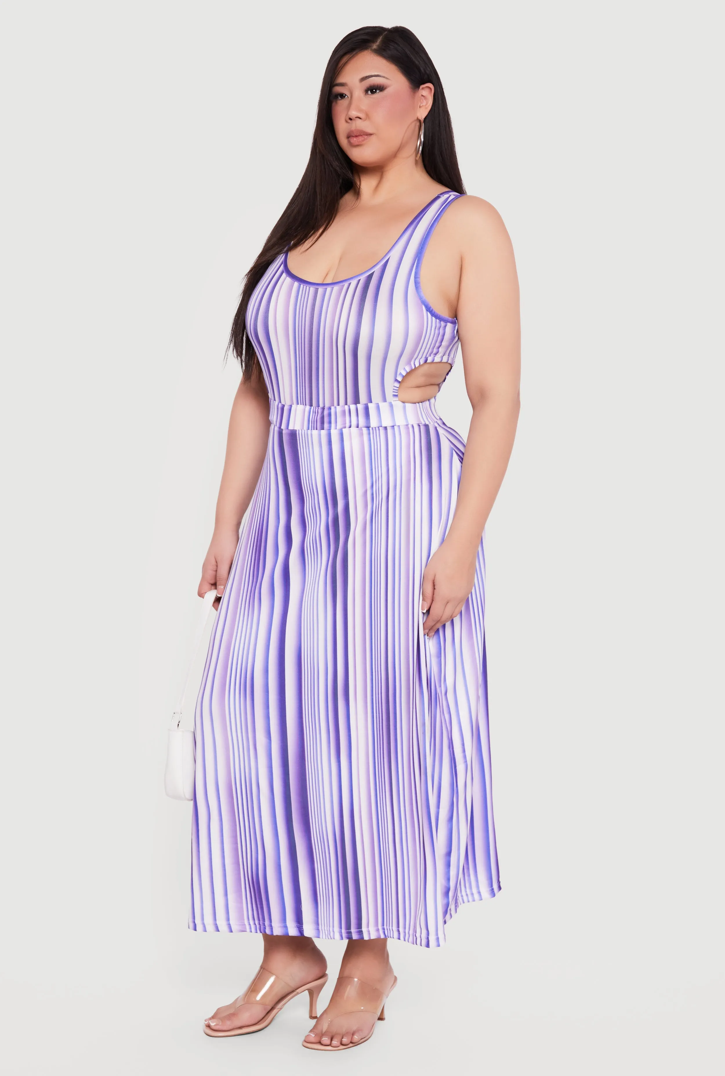 Plus Size Striped Cut Out Scoop Neck Maxi Dress sold by Rainbow product image thumbnail 2