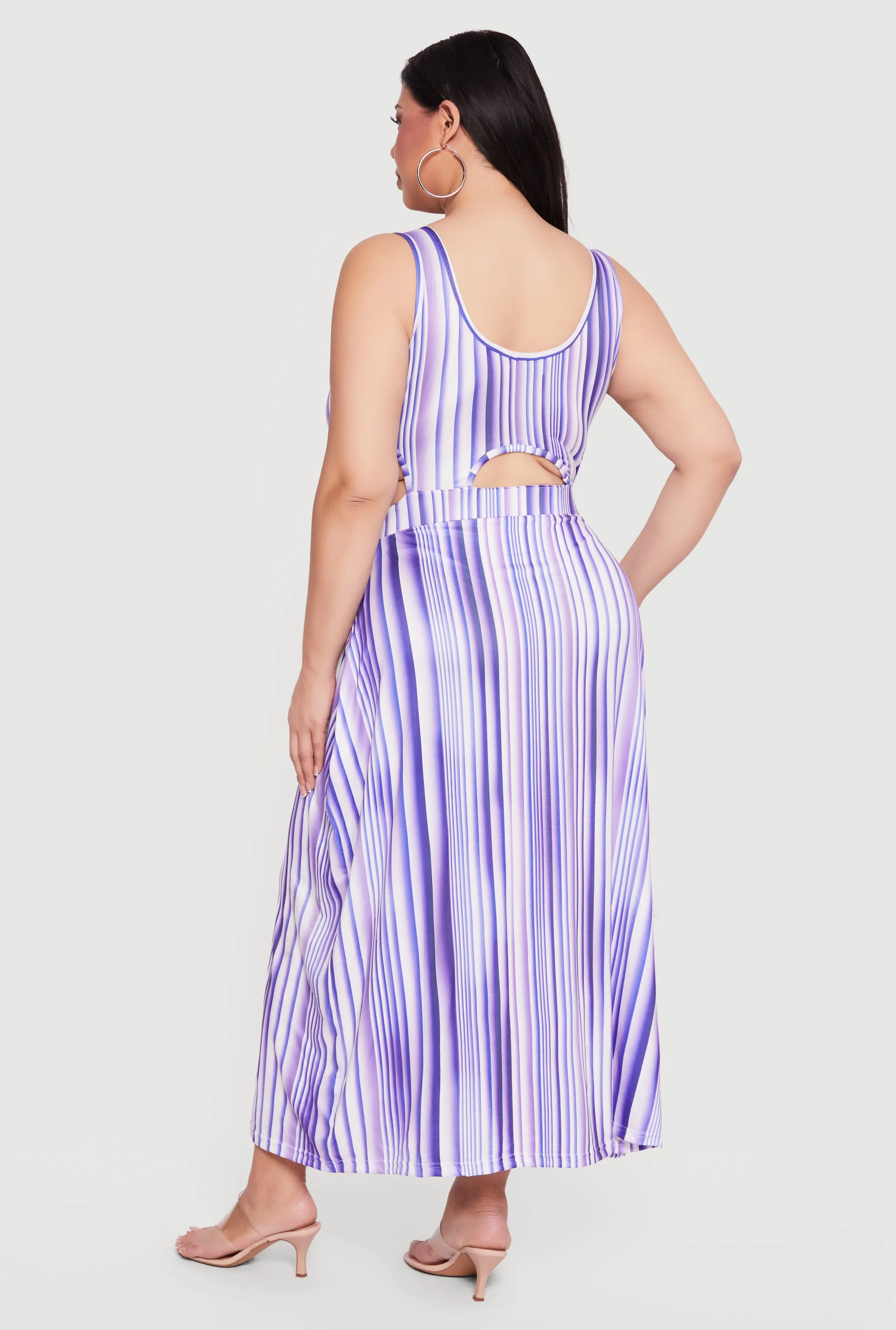 Plus Size Striped Cut Out Scoop Neck Maxi Dress sold by Rainbow product image thumbnail 3