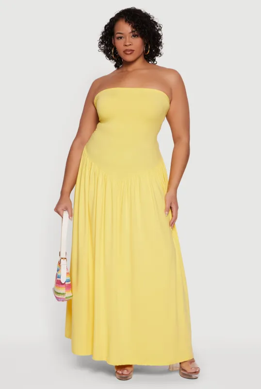 Plus Size Strapless Maxi Skater Dress sold by Rainbow