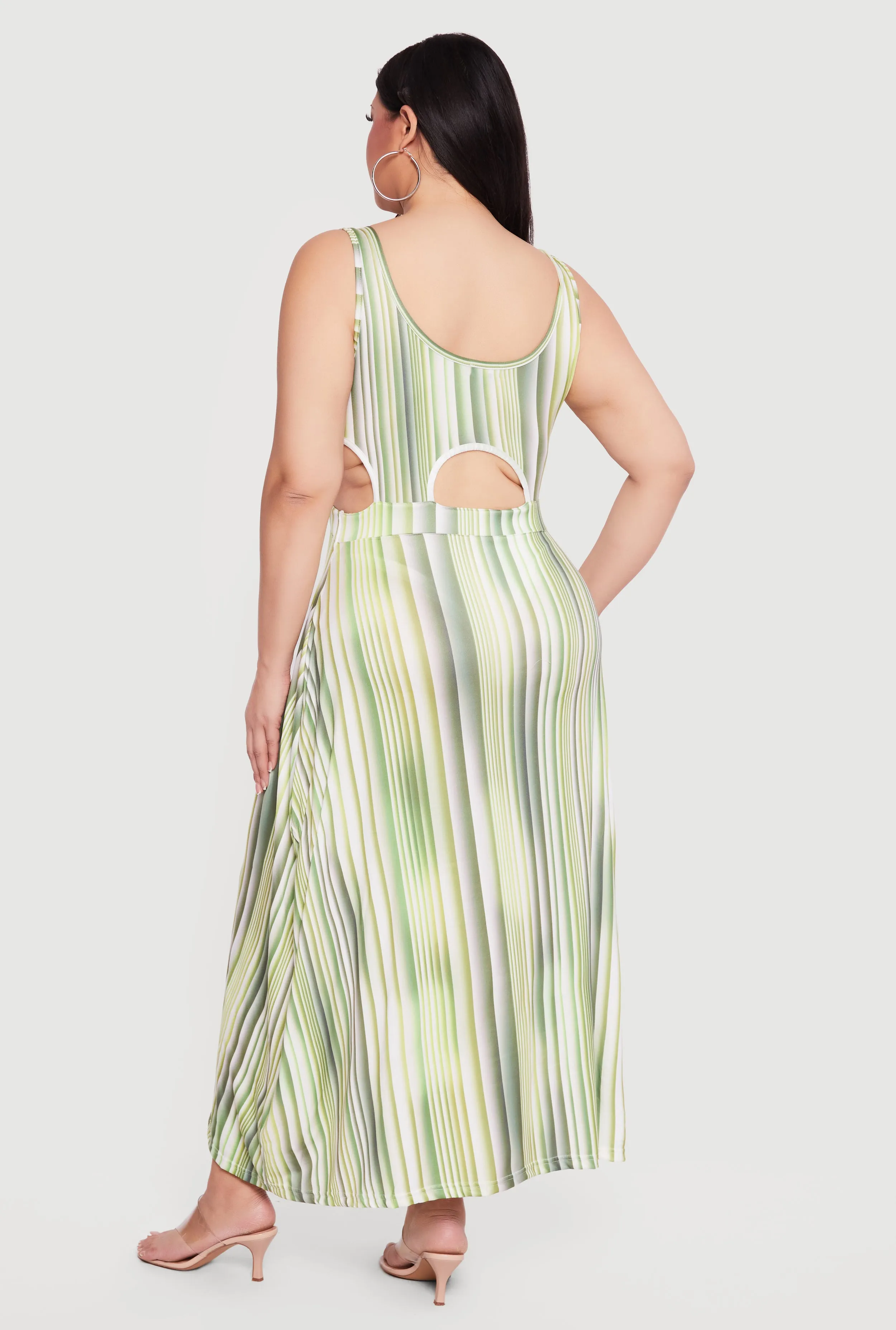 Plus Size Striped Cut Out Scoop Neck Maxi Dress sold by Rainbow product image thumbnail 3